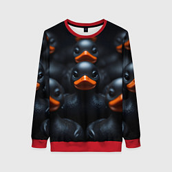 Свитшот женский Уточки с оранжевым клювом, цвет: 3D-красный