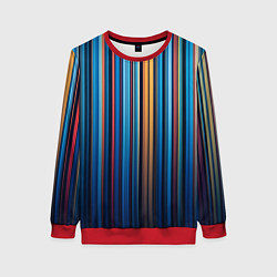 Свитшот женский Композиция из вертикальных линий, цвет: 3D-красный