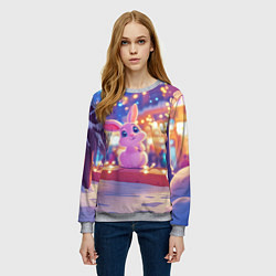Свитшот женский Новогодняя зайка, цвет: 3D-меланж — фото 2
