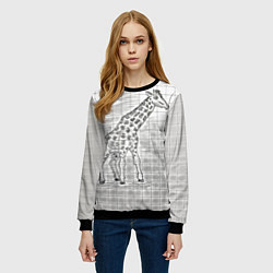 Свитшот женский Жираф на тетрадном листе, цвет: 3D-черный — фото 2