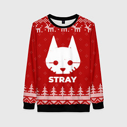 Свитшот женский Новогодний Stray с оленями, цвет: 3D-черный