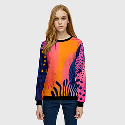 Свитшот женский Векторная абстракция с растениями - нейросеть, цвет: 3D-черный — фото 2