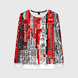Женский свитшот Киберпанк паттерн красный
