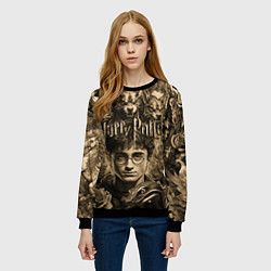 Свитшот женский Гарри Поттер и волшебные существа в стиле тату, цвет: 3D-черный — фото 2
