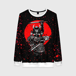 Свитшот женский Кровавый самурай и луна, цвет: 3D-белый