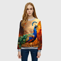 Свитшот женский Павлин в огне, цвет: 3D-меланж — фото 2