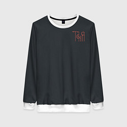 Свитшот женский Татьяна - красная вязью надпись, цвет: 3D-белый