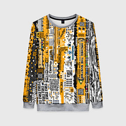 Свитшот женский Cyberpunk pattern yellow, цвет: 3D-меланж