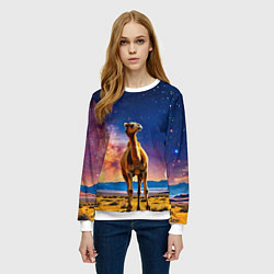 Свитшот женский Верблюд и звездное небо, цвет: 3D-белый — фото 2