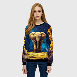 Свитшот женский Слон и космическое небо, цвет: 3D-черный — фото 2