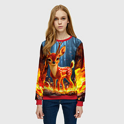 Свитшот женский Олененок в огне, цвет: 3D-красный — фото 2