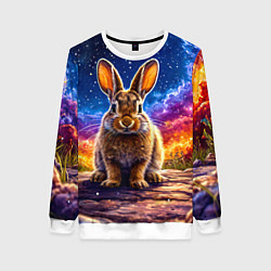 Свитшот женский Зачик и космическое небо, цвет: 3D-белый