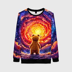 Свитшот женский Медвежонок смотрит в космос, цвет: 3D-черный