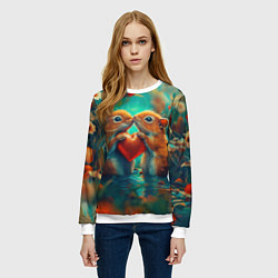 Свитшот женский Влюбленные белки держат сердце, цвет: 3D-белый — фото 2