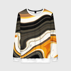Женский свитшот Волнистые чёрно-жёлтые полосы на белом фоне