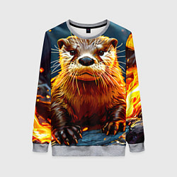 Свитшот женский Выдра в огне, цвет: 3D-меланж