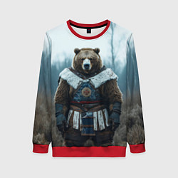 Свитшот женский Воин русский медведь, цвет: 3D-красный