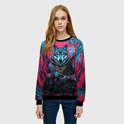 Свитшот женский Волк с гербом РФ, цвет: 3D-черный — фото 2
