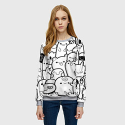 Свитшот женский Doodle monsters, цвет: 3D-меланж — фото 2