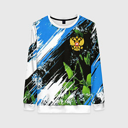 Свитшот женский Герб России на камуфляже, цвет: 3D-белый