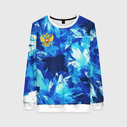 Свитшот женский Синий узорный камуфляж, цвет: 3D-белый