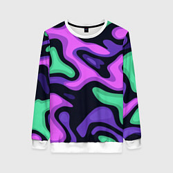 Свитшот женский Разноцветный эмоциональный камуфлляж, цвет: 3D-белый