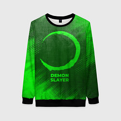 Свитшот женский Demon Slayer - green gradient, цвет: 3D-черный