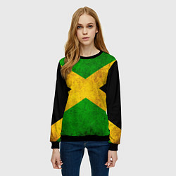 Свитшот женский Jamaica flag, цвет: 3D-черный — фото 2