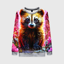Свитшот женский Росомаха в розовом лесу, цвет: 3D-меланж