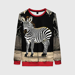 Свитшот женский Зебра на черном, цвет: 3D-красный