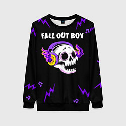 Свитшот женский Fall Out Boy неоновый череп, цвет: 3D-черный