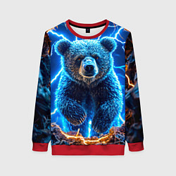 Свитшот женский Медведь и молния, цвет: 3D-красный