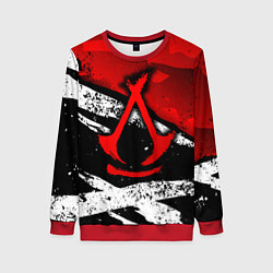 Свитшот женский Assassins creed: shadows - красная абстракция, цвет: 3D-красный