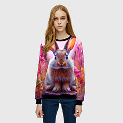 Свитшот женский Зайчик в розовом, цвет: 3D-черный — фото 2