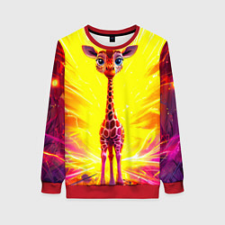 Свитшот женский Жирафик в желтых искрах, цвет: 3D-красный