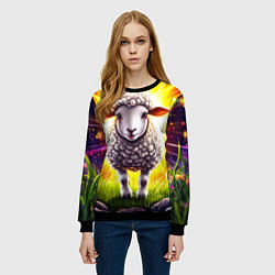 Свитшот женский Овечка в ярких лучах, цвет: 3D-черный — фото 2