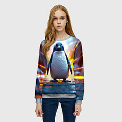 Свитшот женский Эпичный пингвин, цвет: 3D-меланж — фото 2
