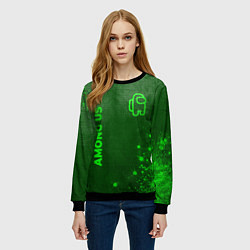 Свитшот женский Among Us - green gradient вертикально, цвет: 3D-черный — фото 2
