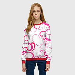 Свитшот женский Подборка сердец, цвет: 3D-красный — фото 2