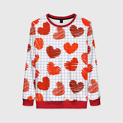 Женский свитшот Сердца на бумаге