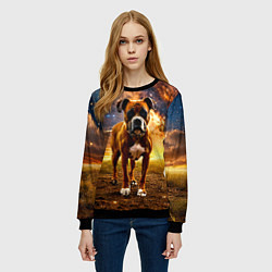 Свитшот женский Немецкий боксер и звездное небо, цвет: 3D-черный — фото 2