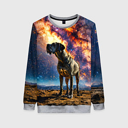 Свитшот женский Немецкий дог и космическое небо, цвет: 3D-меланж