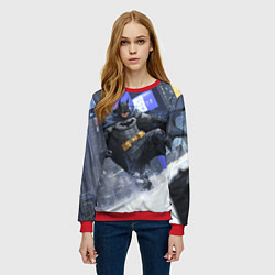 Свитшот женский Бэтмен на снегу, цвет: 3D-красный — фото 2
