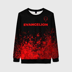 Свитшот женский Evangelion - red gradient посередине, цвет: 3D-черный