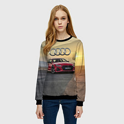 Свитшот женский Audi RS 7 на закате солнца, цвет: 3D-черный — фото 2