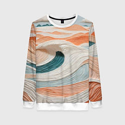 Свитшот женский Персиковые волны, цвет: 3D-белый