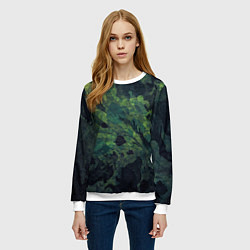 Свитшот женский Абстракция - green camouflage background, цвет: 3D-белый — фото 2