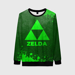 Свитшот женский Zelda - green gradient, цвет: 3D-черный