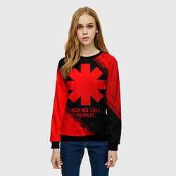 Свитшот женский Red Hot Chili Peppers - red gradient, цвет: 3D-черный — фото 2