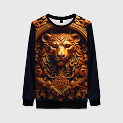 Свитшот женский Лев узор, цвет: 3D-черный